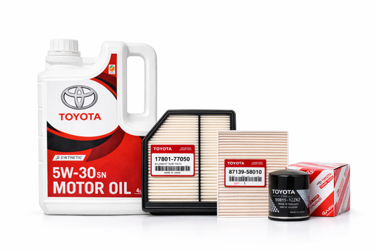 Toyota Service Kit – 5W-30 Synthetic Engine Oil 4L with Oil Filter, Air Filter & Cabin Filter for Toyota Vehicles