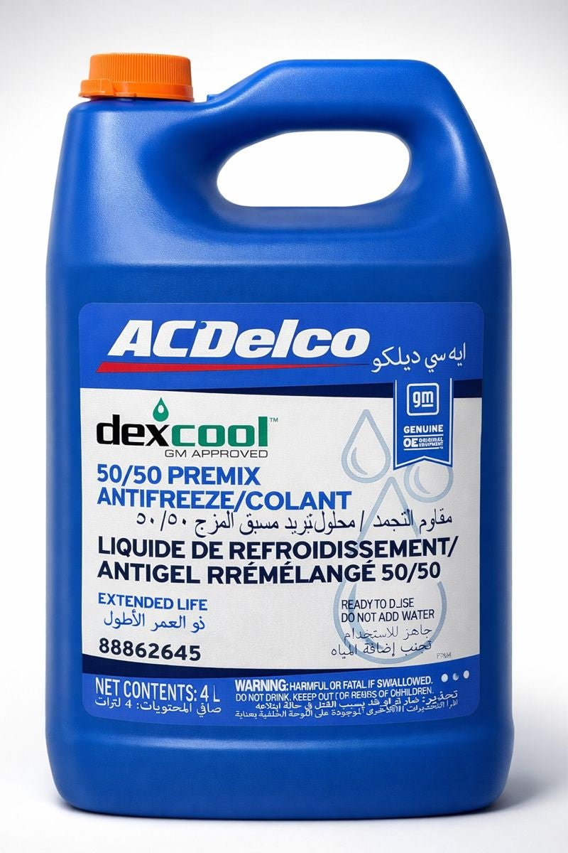 ACDelco Dex-Cool 50/50 Premix Antifreeze/Coolant – 4 Liters (GM Approved)