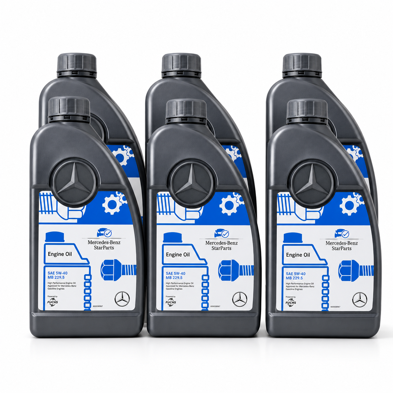 Mercedes-Benz StarParts Engine Oil SAE 5W-40 MB 229.5 – 1 Liter (Pack of 6)