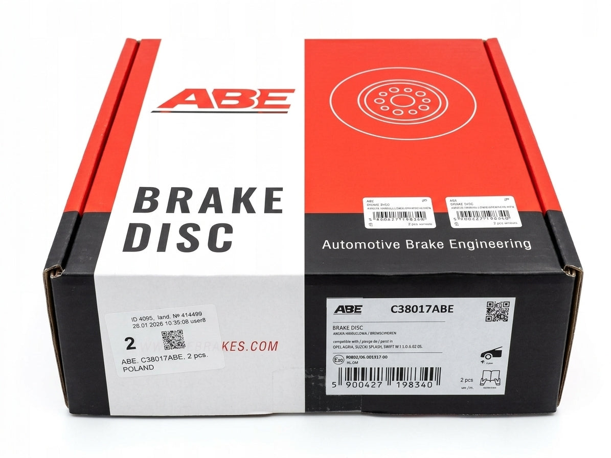 ABE Front Brake Disc C38017ABE for Opel Agila / Suzuki Swift & Splash (2-Piece Set)