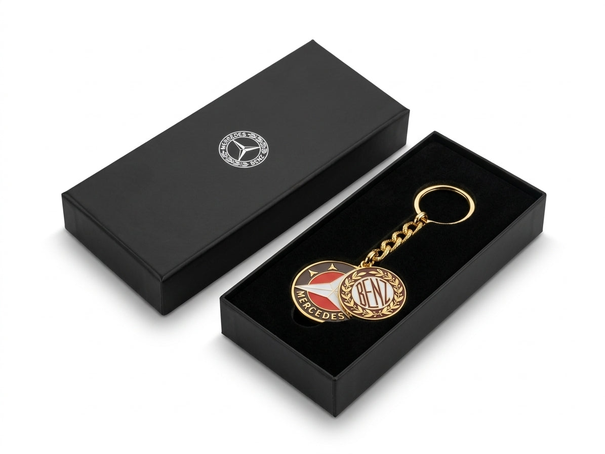 Genuine Mercedes-Benz Vintage Classic Keyring - Laurel Wreath & Star